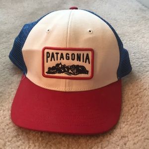 Red, white, and blue Patagonia hat